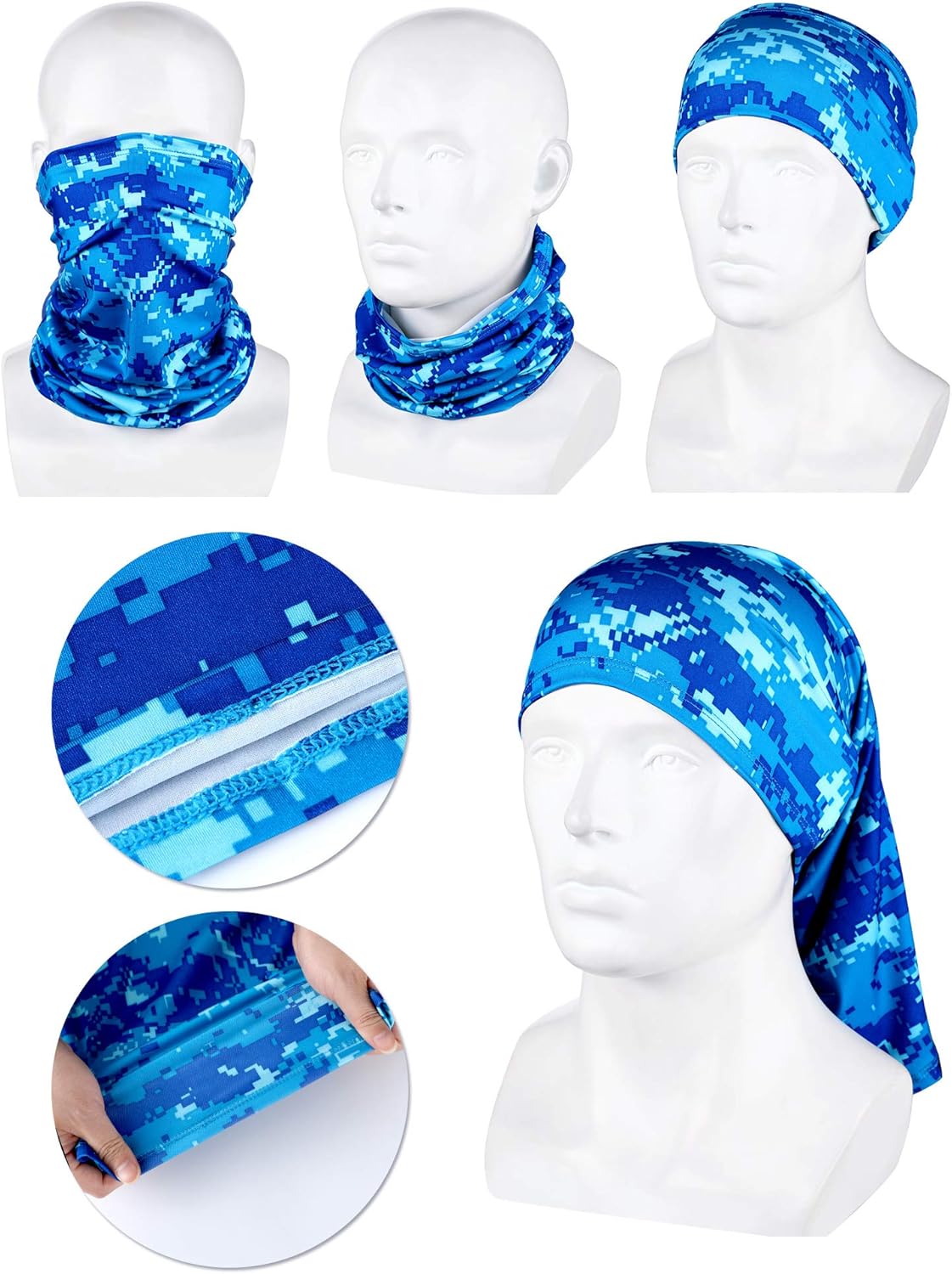 4 Pieces Face Cover Neck Gaiter and 4 Pairs Camouflage Cooling Arm Sleeves Summer UV Protection for Men Women: Clothing