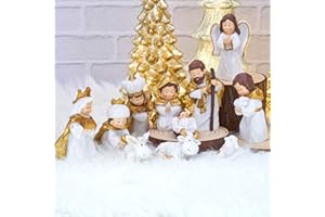 Osfvn Christmas Nativity Set 11 Piece Holy Family Three Kings Angel and Humble Shepherds
