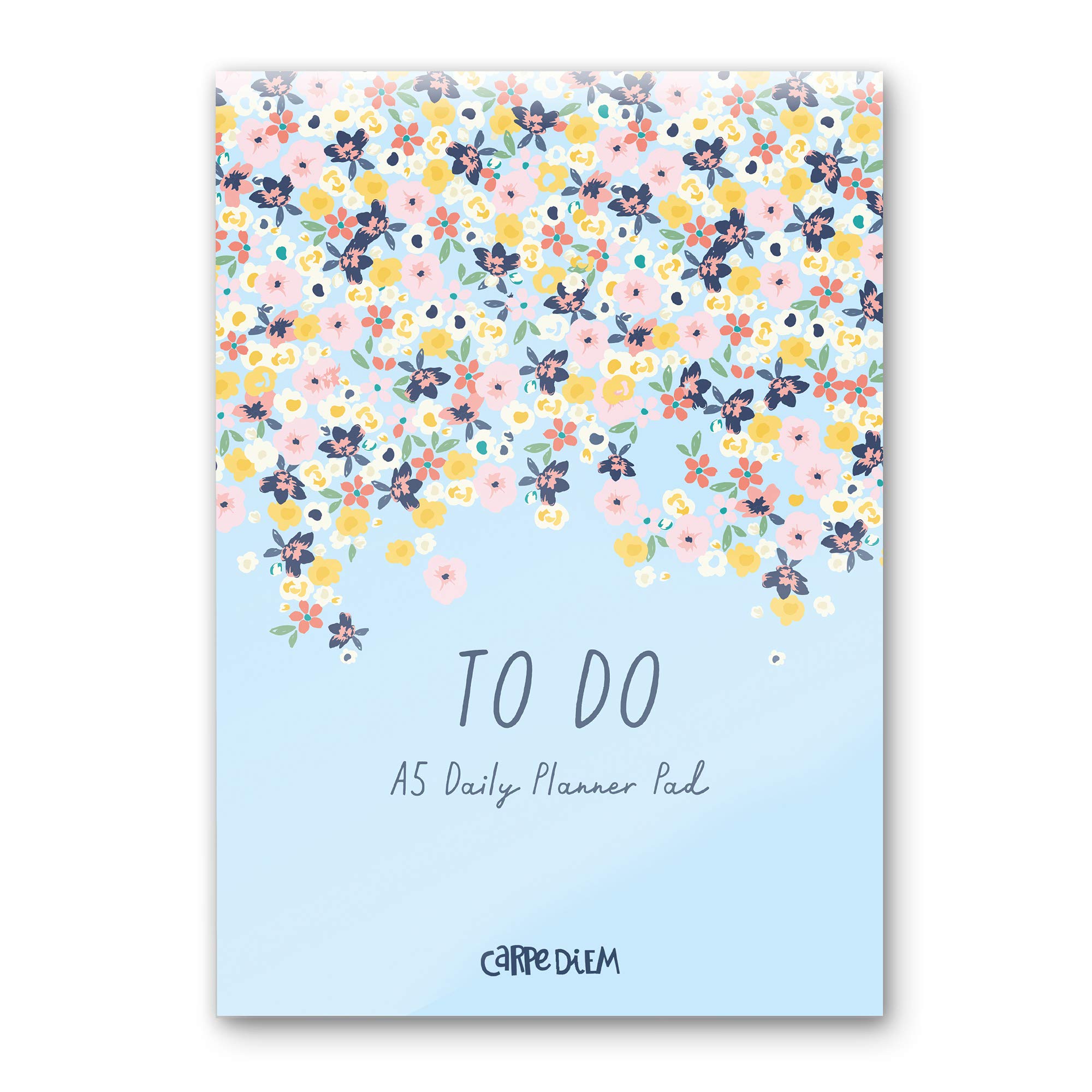 Pukka Pad Carpe Diem A5 Daily Desk Planner Pad with 60 Tear-Off Sheets of 100GSM Paper – Includes Sections for Morning, Afternoon, Evening, Tomorrow, and To-Do List – 8.3 x 5.8in, Ditsy Floral