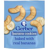 Gerber Toddler Banana Cookies Snack, 5 Oz, 4 Pack | Toddler snack; banana cookies; 10% DV iron and vitamin E; finger foods; 4 x 5 oz bags