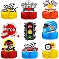 Zonon 9 Piece Race Car Party Decorations Race Car Honeycomb Centerpiece Let's Go Racing Theme Party Cake Ball Table Topper 3D Race Car Paper Centerpiece for Birthday Party Baby Shower Supplies