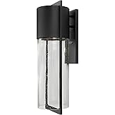 Hinkley Shelter Large Outdoor Wall Mount Lantern, Minimalist Style, Dark Sky-Compliant, Solid Aluminum/Clear Seedy Glass, Bla