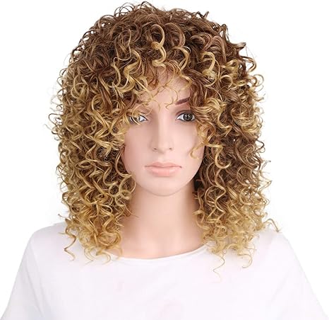 Short Afro Kinky Curly Wig Synthetic Hair Afro Wigs With Ombre