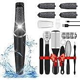 Professional Electric Foot Callus Remover, Rechargeable Electronic Foot File Pedicure Tool Kit, Water-Resistan Foot Scrubber File with 4 Grinding Heads, Foot Care for Dead Skin Ideal Gift for Everyone