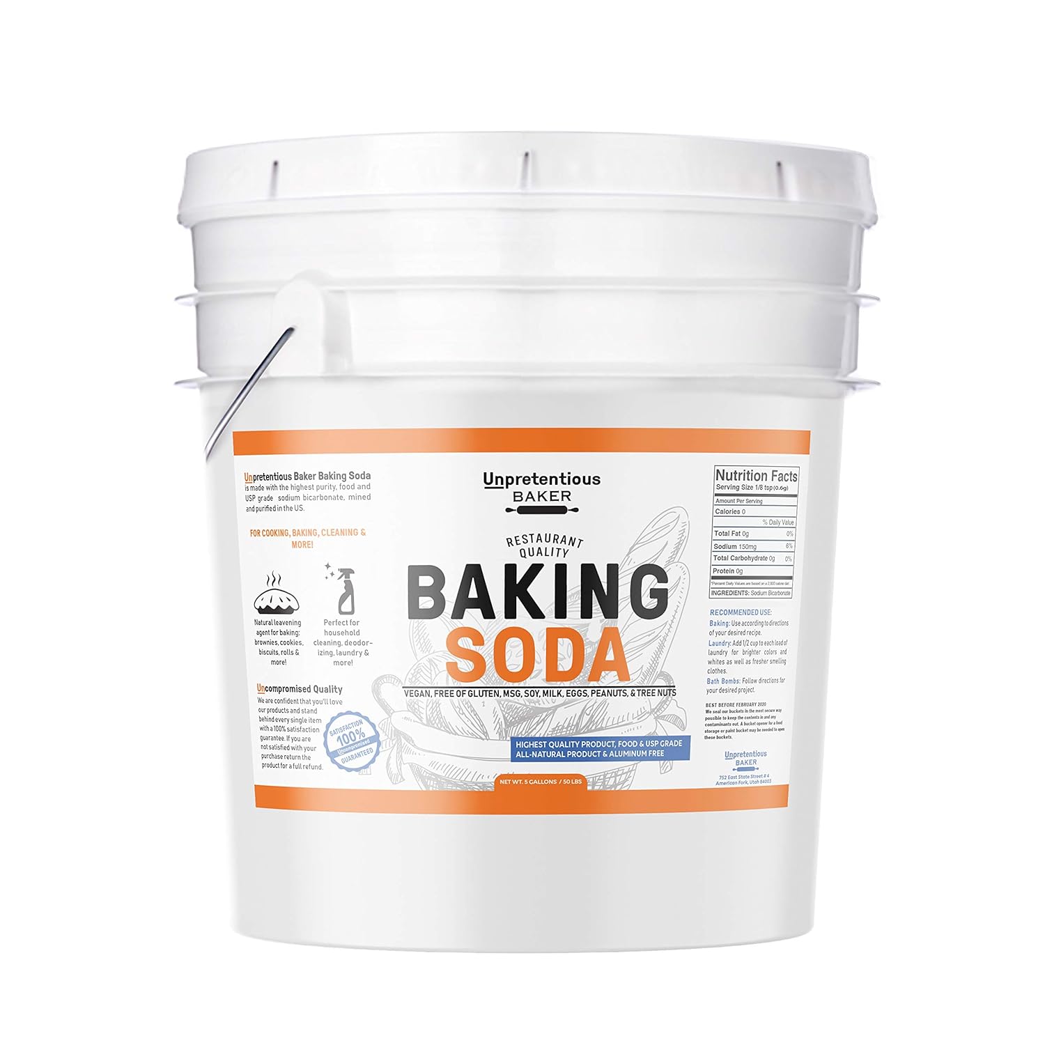 Baking Soda (Sodium Bicarbonate) (5 gallon) by Unpretentious Baker, Resealable Bucket, Restaurant Quality, Highest Purity, Food & USP Pharmaceutical Grade