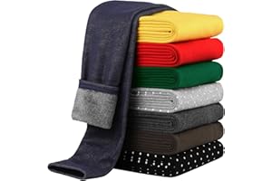 Cooraby Girls Cotton Fleece Lined Leggings Thick Thermal Pants Kids Basic Full Length Tights Winter Warm Clothes