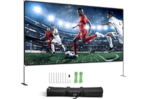 Uargd 150-Inch Portable Projector Screen with Stand, 16:9 4K HD Wide-Angle Screen, Easy Assembly, Includes Storage Bag for Ho