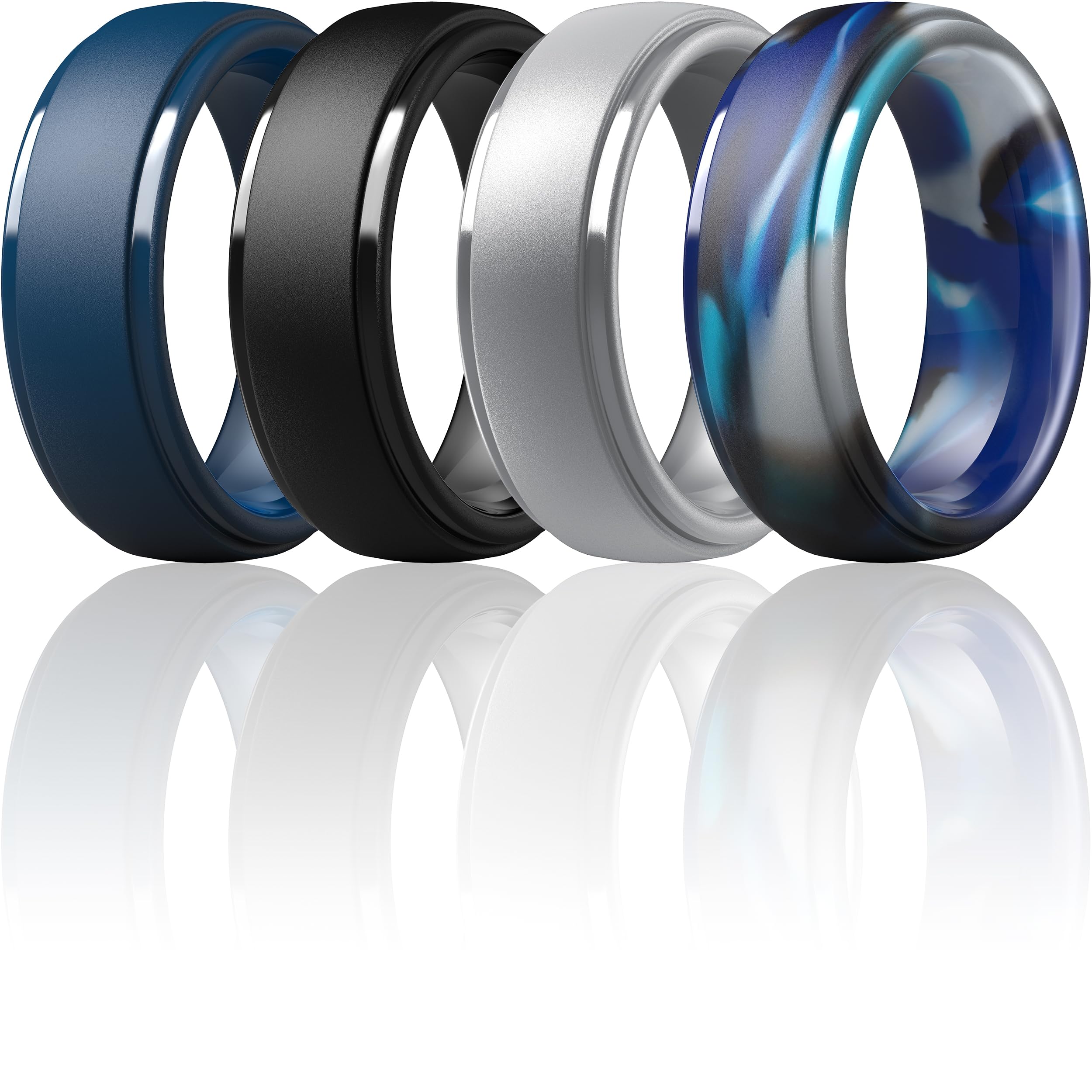 ThunderFit Silicone Men’s Wedding Rings, 10mm Wide 2.5mm Thick Rubber Wedding Bands-Variety Multipack 1-7, 12.5 - 13 (22.33mm), Silicone, No Gemstone