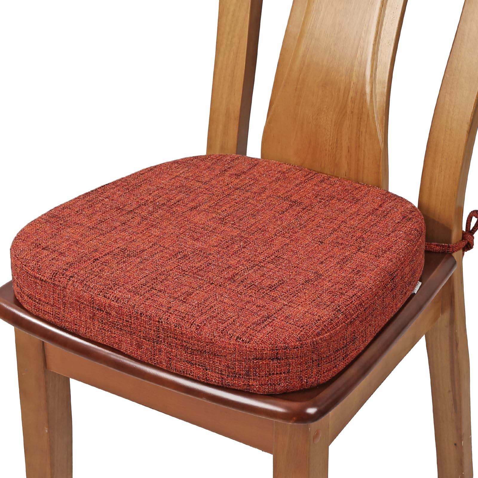 Photo 1 of SINOSSO Thickened 2.5" Dining Chair Cushion, Soft Blended High Density Support Foam Kitchen Seat Cushion with Ties, U-Shaped Non-Slip Indoor Chair Pad, 16.5" x 16", 1 PCS, Red