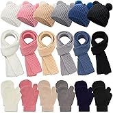 Chicingyou 18 Pcs Kids Winter Hat Scarf Glove Set Bulk, Warm Beanie with Knit Gloves Scarf Age 1-6 Girls and Boys Snow Knit Set Outdoor for Toddler