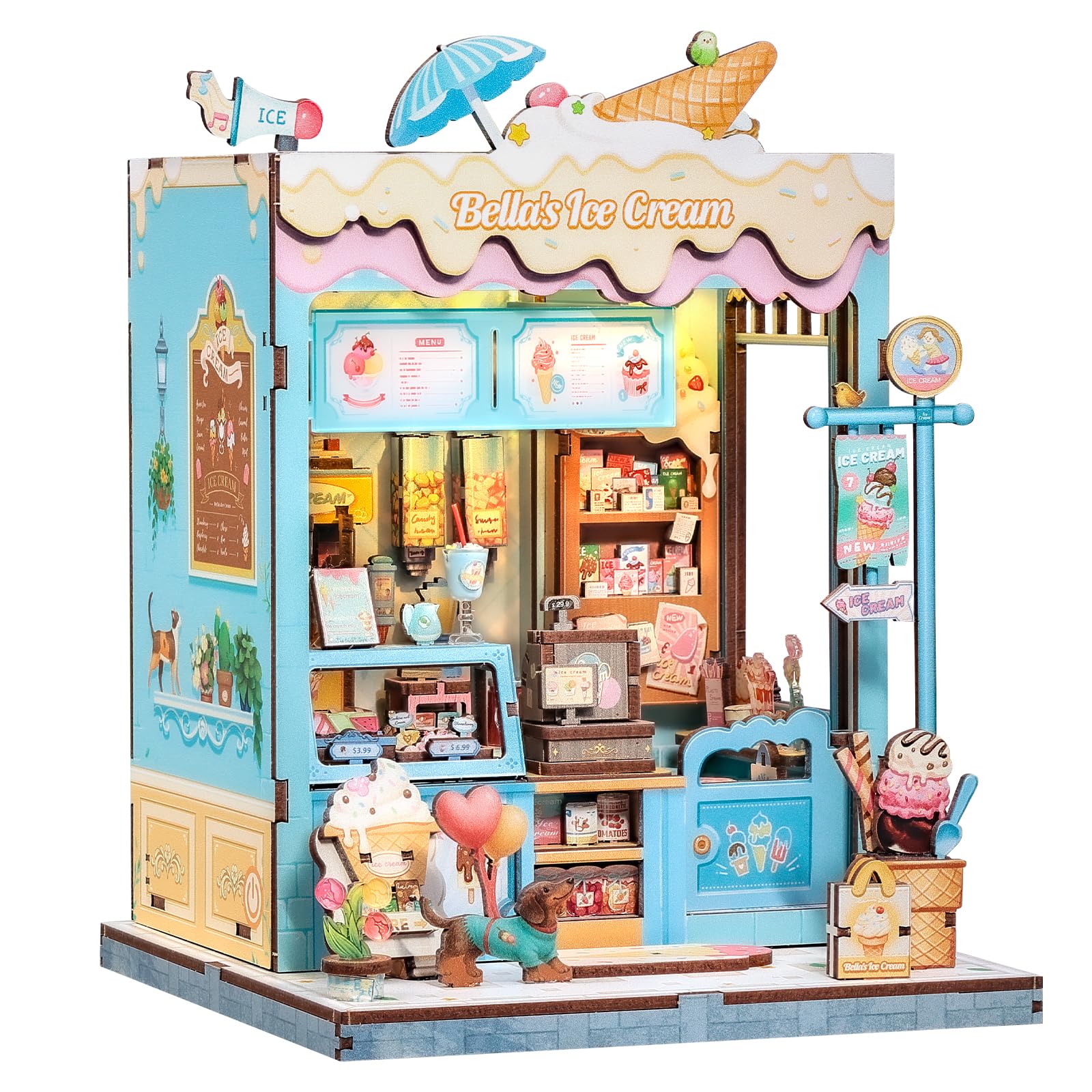 Cutefun Book Nook - Miniature House Kit for Adults - Miniature 3D Puzzle, as a Gift for Female Puzzle Lovers (Bella's Ice Cream)