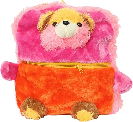 Bagaholics Cute Teddy School Bag Soft Plush Toy School Backpack for Kids (Pink)