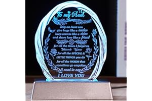 Ornalrist to My Aunt Gifts from Niece Nephew, Birthday Gifts for Aunt Auntie with Colorful LED Base, Crystal Glass Keepsakes for Best Aunt Ever Paperweight Presents for Mother's Day Christmas