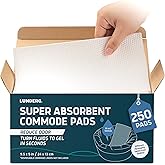 Lunderg Super Absorbent Commode Pads - Medical Grade Value Pack 250 Count - for Disposable Bedside Commode Liners, Adult Chairs, Portable Buckets & Camping Toilet Bags - Unscented