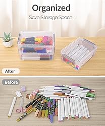 Sooez 6 Pack Extra Large Pencil Box, Plastic Hard