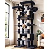 Globlazer Giant Tall Heavy Duty Cat Tower for Indoor Large Cats, F83B | XXL Multi-Level Large Cat Condo with 8 Scratching Posts, Hammock, 2 Cat Caves, 2 Platform, Dark Grey