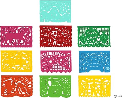 Amazon Com Mexican Papel Picado Plastic Banner 3 Pack 54 Feet