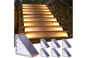 NIORSUN Outdoor Stair Lights 6 Pack, Solar Step Lights IP67 Waterproof with 13 Bright LEDs, 3000K Warm White, Auto On/Off, Triangular Design for Steps, Deck, Patio, Yard, Porch, Sidewalk