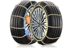 DEDC Auto Lock Snow Tire Chains,50s Quick Easy,Enhanced Manganese Steel Alloy,Endurance Life 650 Mi for Car SUV and Pickup Truck 245 255 265 275 295 315 Set of 2 (LS1619)