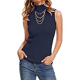 fanvita Women's Sleeveless Turtlenecks for Women Ribbed Sleeveless Sweater Vest