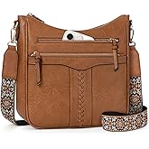 RAINSMORE Crossbody Bags for Women, 7 Pockets Crossbody Purses Lightweight Leather Shoulder Handbags for Travel