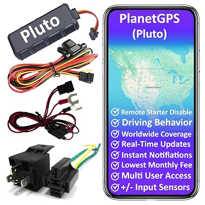 PlanetGPS (Pluto) - Wired GPS Tracker for Vehicles + Kill Switch (Remote Starter Disable) + PTO Monitoring for Tow Trucks - Subscription Required (Starting $5.00 / Month) Relay Included