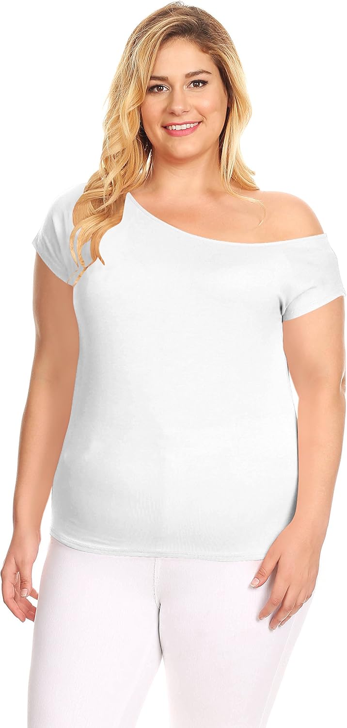plus size white one shoulder top