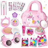 ULOVEME Kids Real Makeup Kit for Little Girls - Real, Non Toxic, Washable Make Up Toy - Umicorn Toys Gift for 3 4 5 6 7 8 9 10 12 Years Old Girls Birthday (Pink Umicorn Handbag)