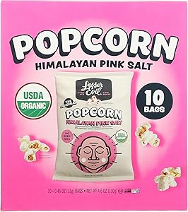 LESSEREVIL Organic Himalayan Pink Salt Popcorn 10Ct, 4.6 OZ