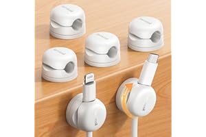 6Pack Cord Organizer, Lamicall Rotatable Spring Cable Clips - [1s Lock] Cord Holder, Desk Phone Charger Cord Management Holde