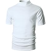 Ohoo Mens Short Sleeve Mock Turtleneck Basic Tops Lightweight Slim Fit Pullover Sweater