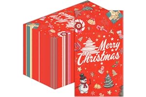 EVYIENEN 100 Pack Christmas Guest Napkins-Disposable Marry Christma Guest Hand Towel Bathroom Napkins for Winter Snowflakes Party Paper Cocktail Party Supplies