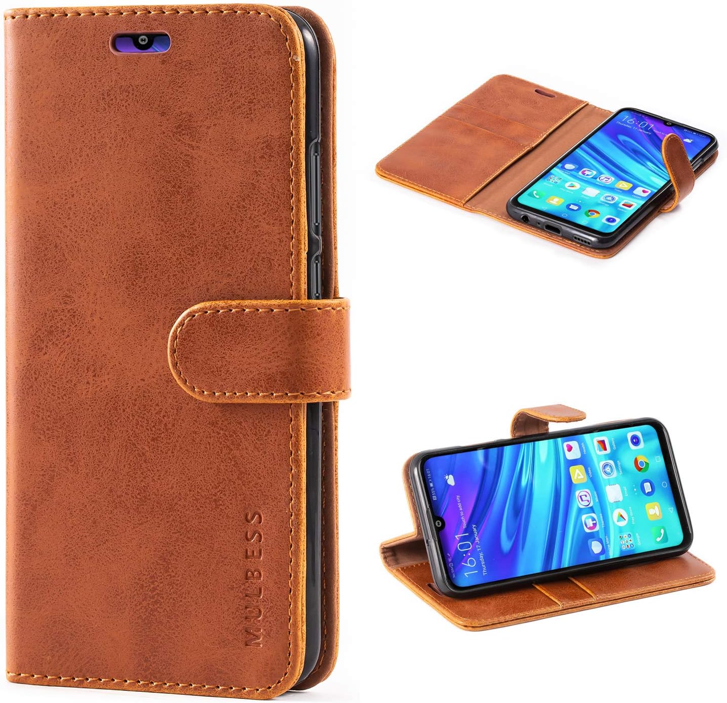 Mulbess Cover per Huawei P9, Custodia Pelle con Magnetica per Huawei P9 [Vinatge Case], caffè Marrone
