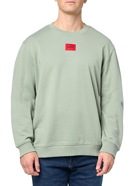 HUGO REGULAR FIT SQUARE LOGO JERSEY SWEATSHIRT
