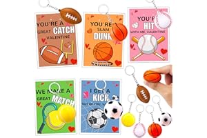REGTEB 30 Pack Kids Valentines Day Cards with Sport Stress Ball Keychain Valentines Day Gifts for Kids School Valentines for Kids Classroom Gift Exchange Classroom Prizes Valentine Party Favors for Boys Girl