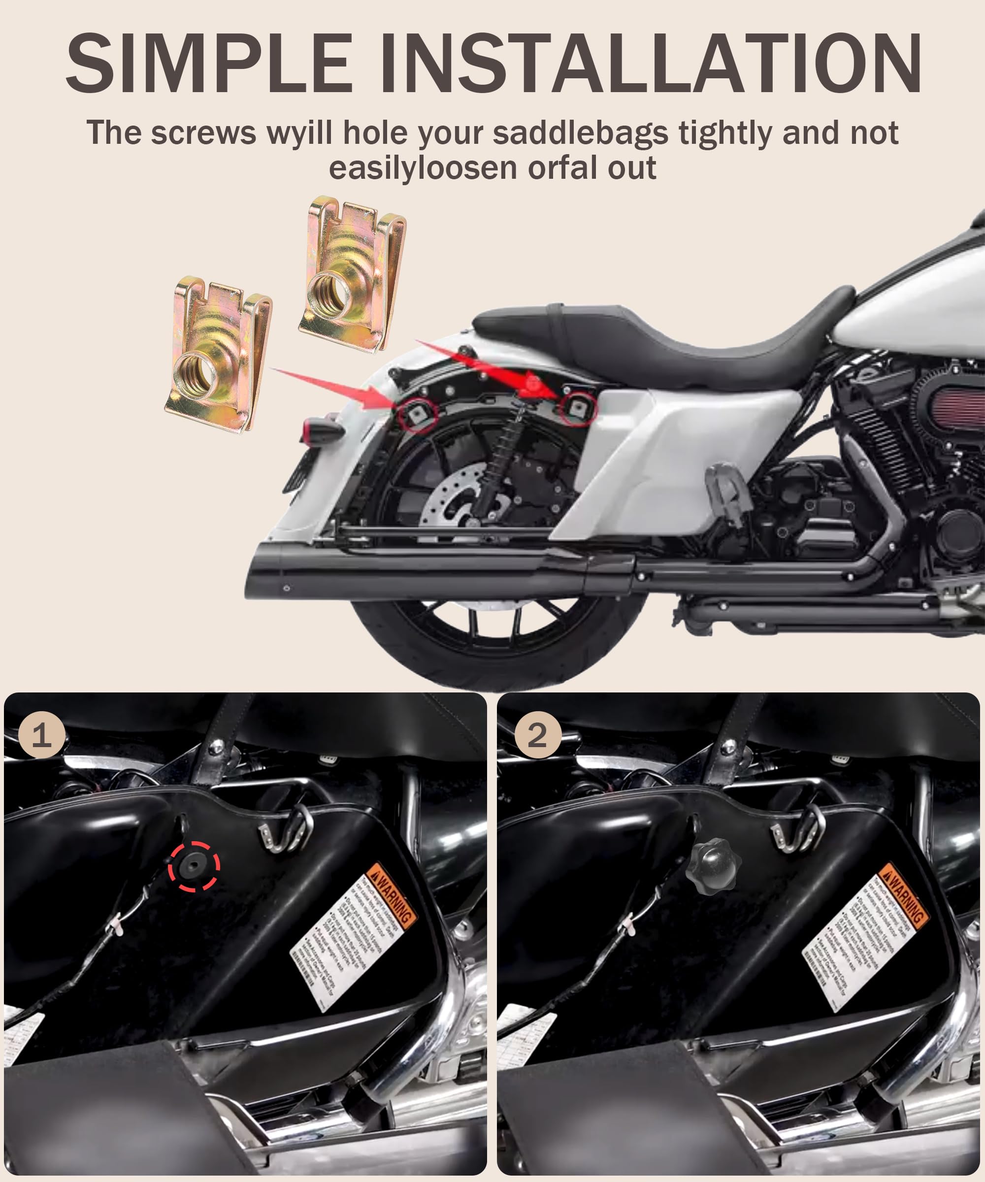 Saddlebag Locks,Theft Deterrent Saddlebag Locks,Car Accessories Black Motorcycle Saddlebag Locks Mounting Screw Bolt Mounting Hardware,Fit for Touring Street Glide,Electra Glide,Road Glide