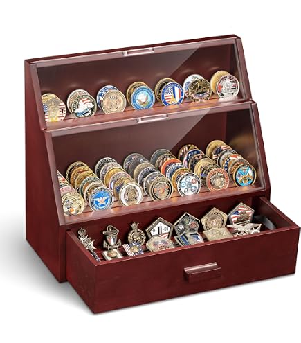 Coin Case Lockable Challenge Coin Display Case - Solid Wood Wall Mount ...