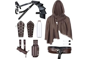 ALAMIYA Medieval Knight Leather Belt Shawl Men Renaissance Half Shoulder Cape Scarf Buckle Bracers Retro Magic Cork Potion Bottle Sword Frog Accessories(Type6)