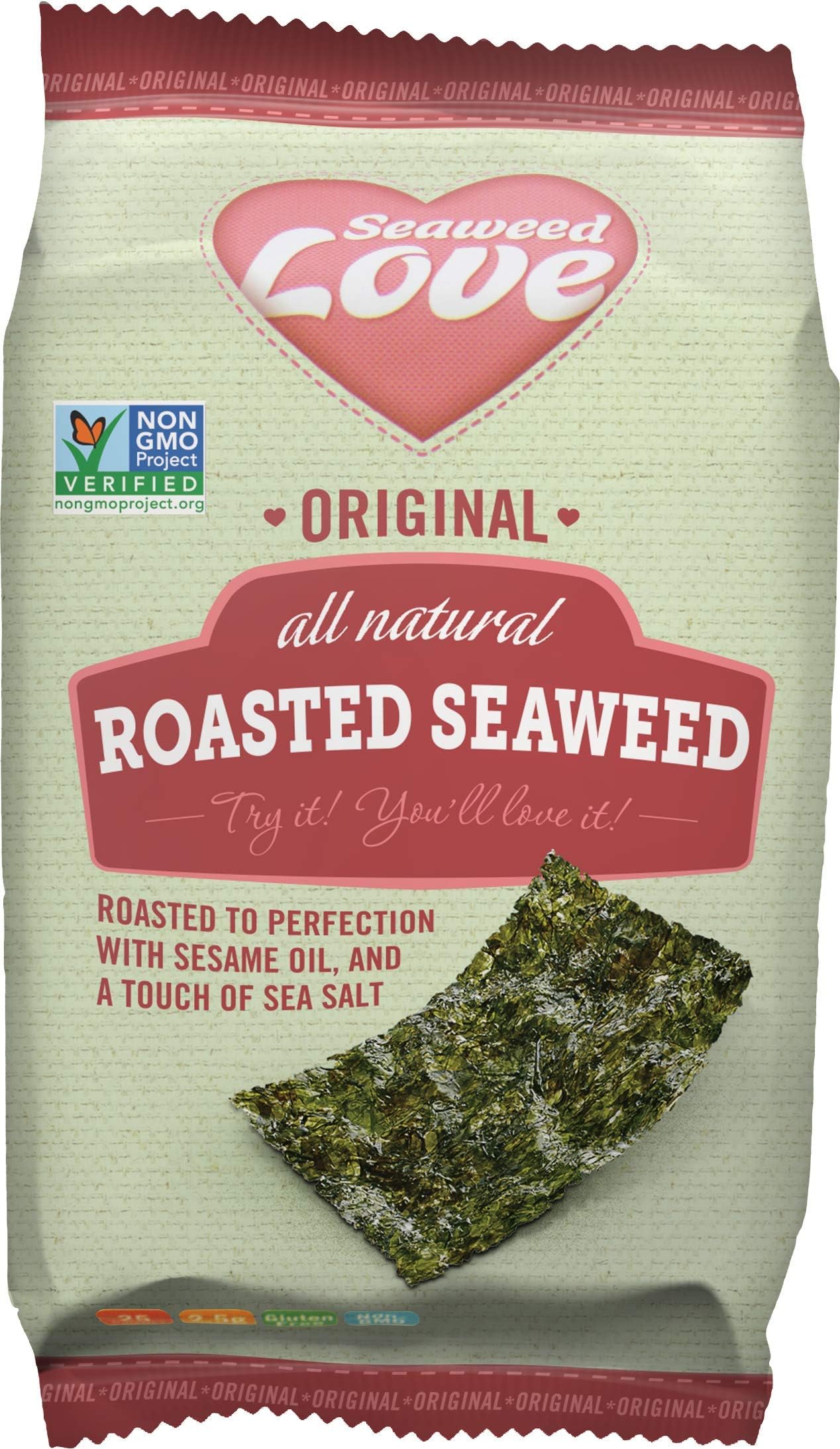Seaweed LoveSesame Oil Roasted Seaweed, Original, 0.18 Ounce (Pack of 24)