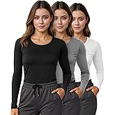 NY Threads 3 Pack Nurse Underscrub Long Sleeve Women Slim fit Under Scrub Shirt