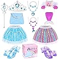Princess Dress Up Shoes, Jewelry Princess Toys Pretend Role Play with 2 Pairs of Shoes, Skirt, Purse, Princess Dress Up Clothes for Little Girls Princess Gifts Toys for Girls Age 3 4 5 6 Year Old