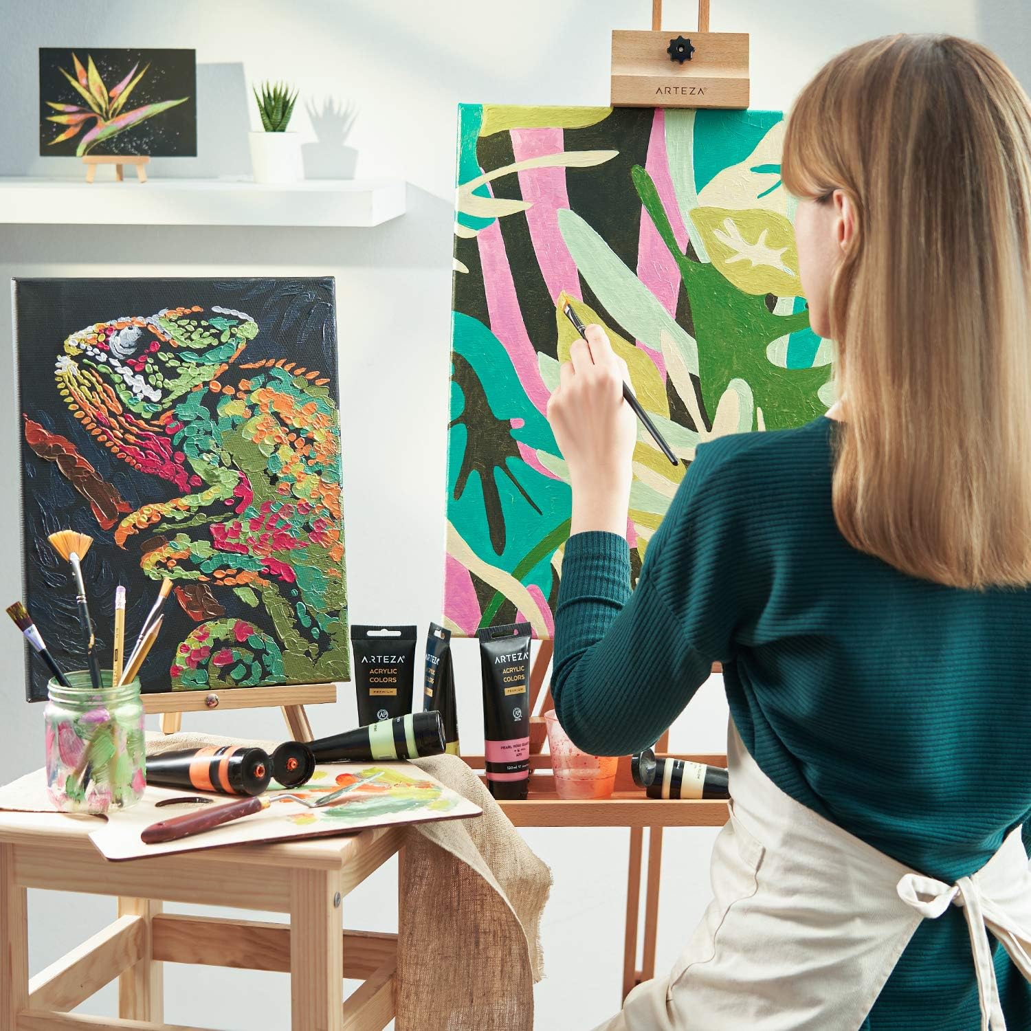 Arteza Metallic Acrylic Paint, Set of 8 Floral Brilliance Colors 4.06oz Tubes, Rich Pigments, Non Fading, Non Toxic Paints for Artists & Hobby Painters, Art Supplies for Canvas Painting & Crafts: Home Improvement