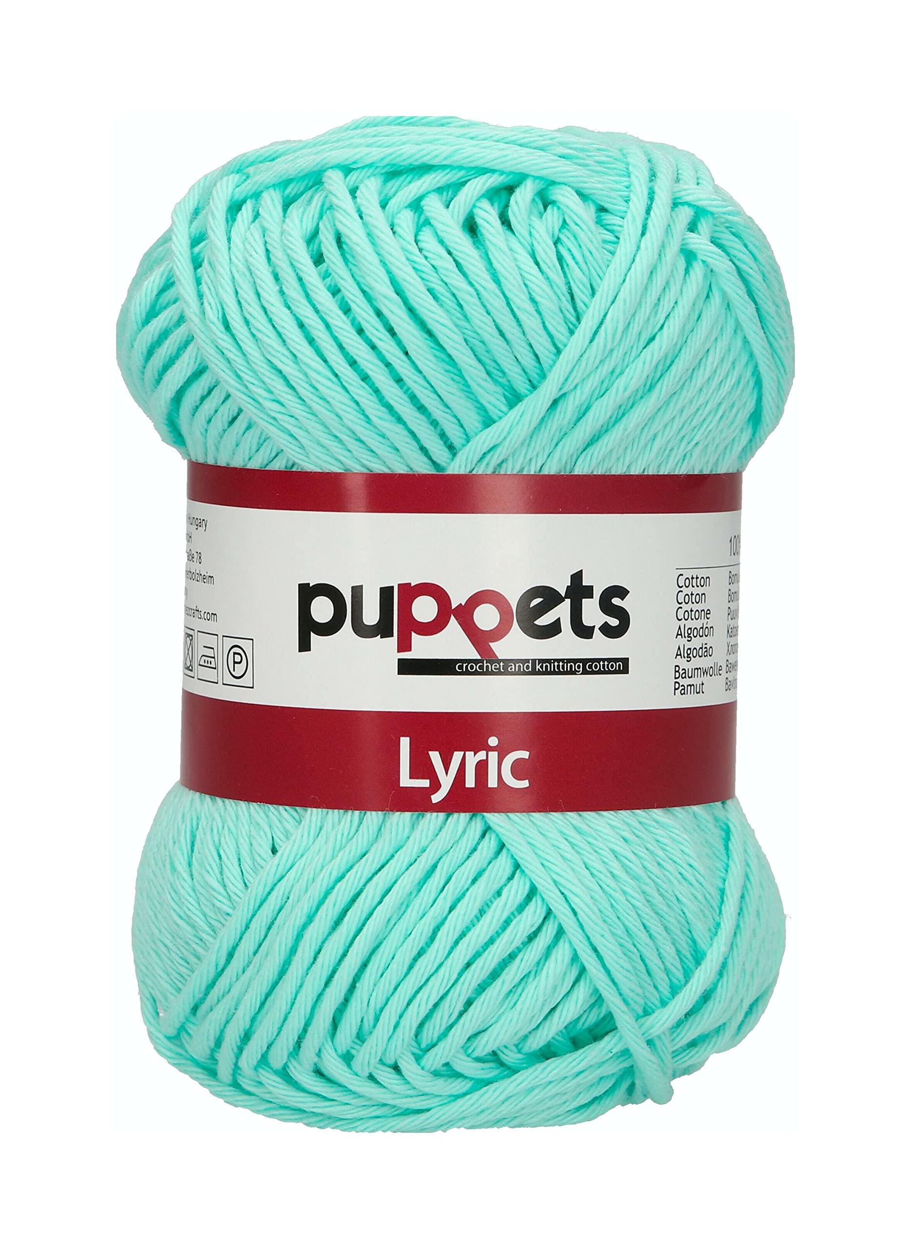 Puppets Lyric Strength 8 4572008-00385 Crochet Yarn 100% Cotton Turquoise