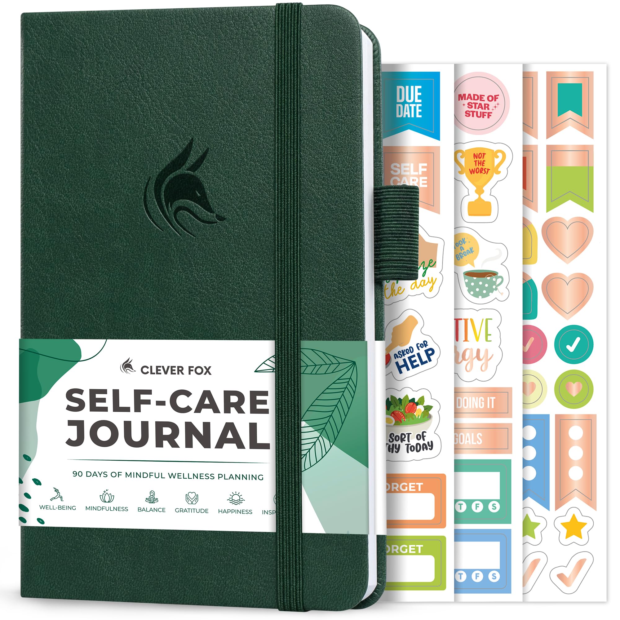 Clever Fox Self-Care Journal – Daily Reflection Notebook – Mental Health & Personal Development Planner, Meditation & Mood Log, Pocket (Forest Green) — image 1