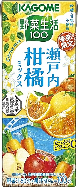 Amazon 野菜生活100季節限定 瀬戸内柑橘ミックス195ml 24本 野菜生活 野菜ジュース フルーツジュース 通販