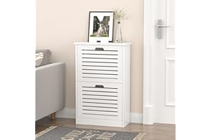 TENNTOU Shoe Storage Cabinet with 2 Flip Drawers, Shoe Cabinet Storage for Entryway, Hidden Narrow Slim Free Standing Shoe Rack Organizer for Hallway