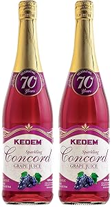 Kedem Sparkling 100% Concord Grape Juice, 25.4oz (2 Pack), Kosher, Non Alcoholic, No Added Sugar