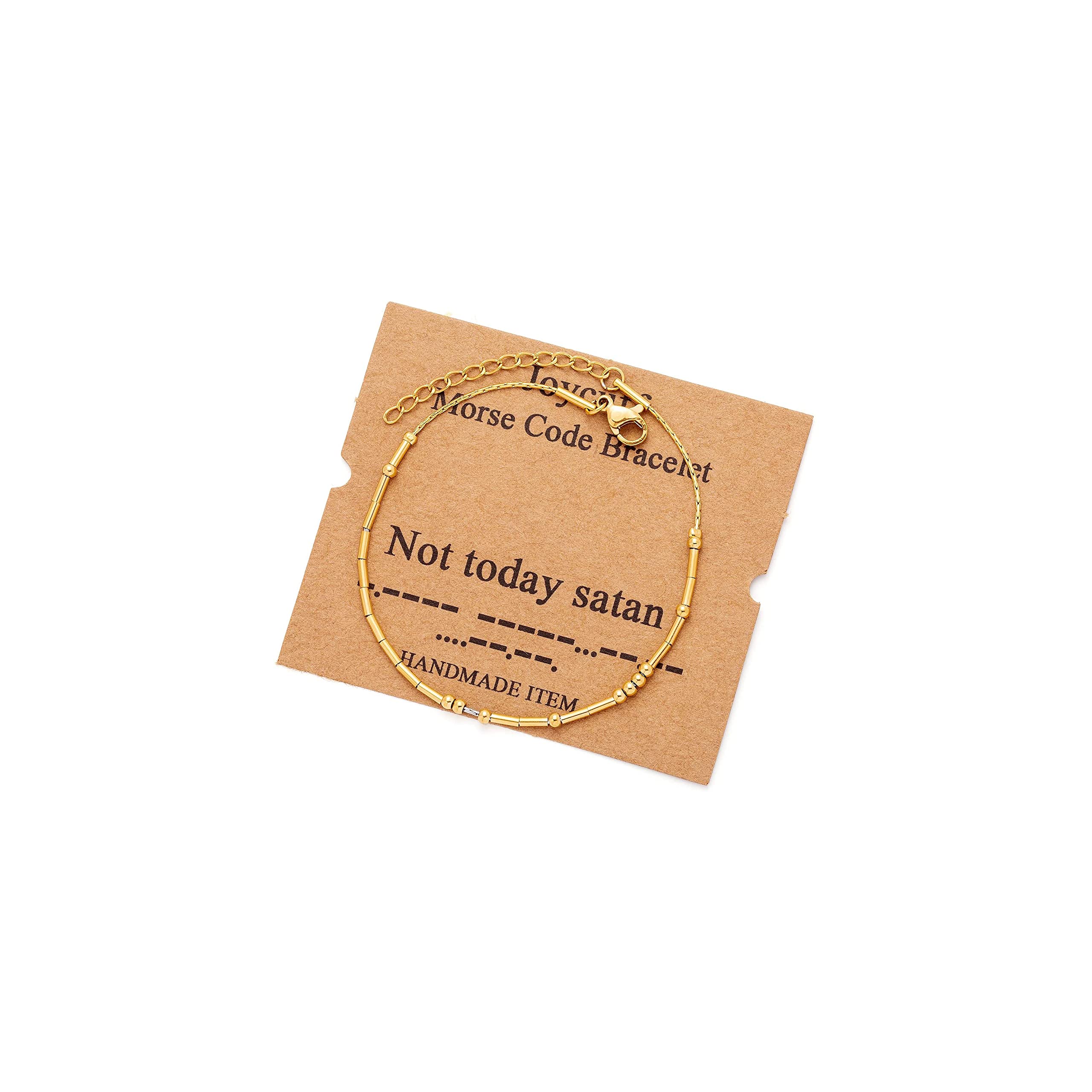 JoycuFF Not Today Satan Morse Code Bracelets for