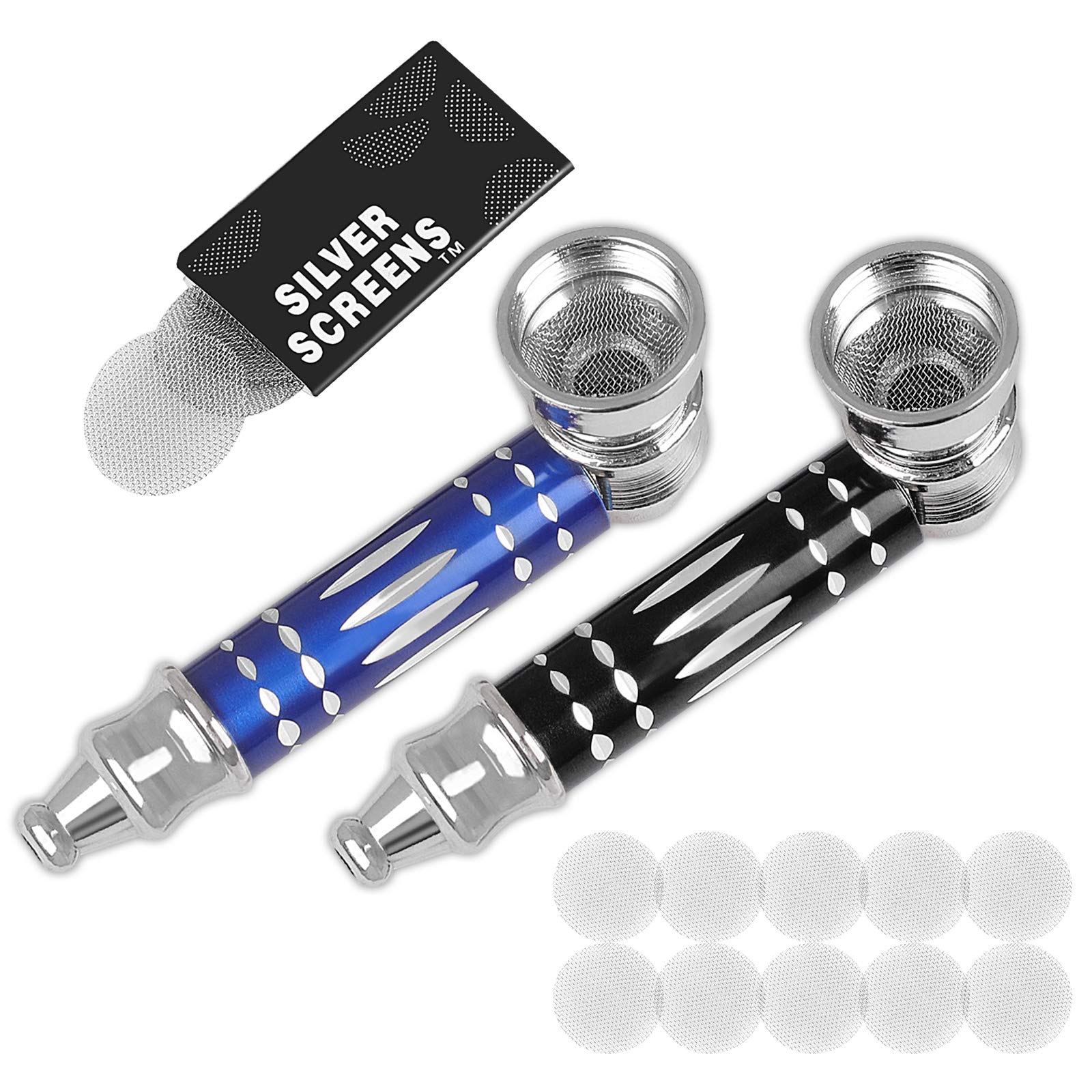 2PCS Mini Metal Pipes Holder - sookin Pocket Metal Thumb Pipes with 10PCS Stainless Steel Screen Filters for Husband, Health Personal Care