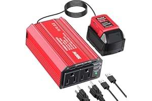 Power Inverter Compatible with Milwaukee 18V Battery,Ecarke 300W Portable Outdoor Battery Converter with 3USB Type C&AC Outlets, Converting DC 18V/20V to AC 110V-120V, Camping, RV, and Emergency Power